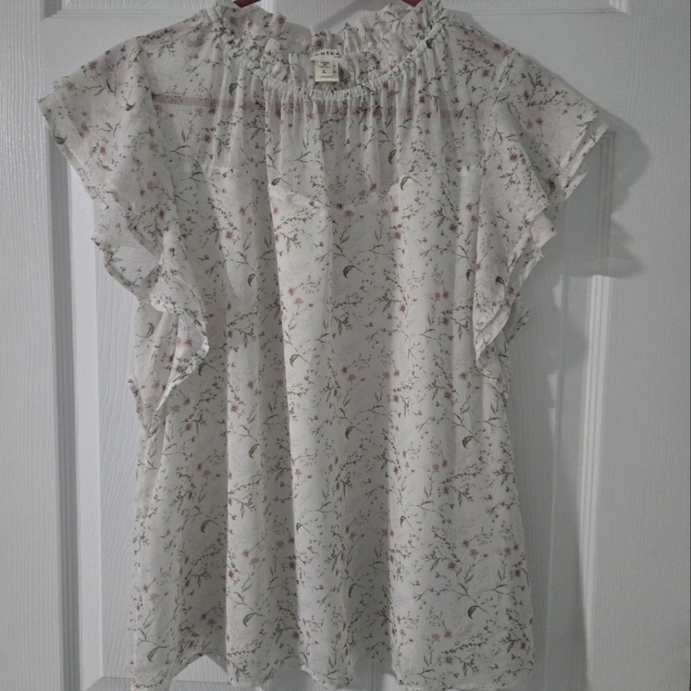 Floral Ruffle Sleeve Top